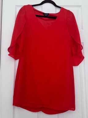 bebe Red Flutter Sleeve Dress